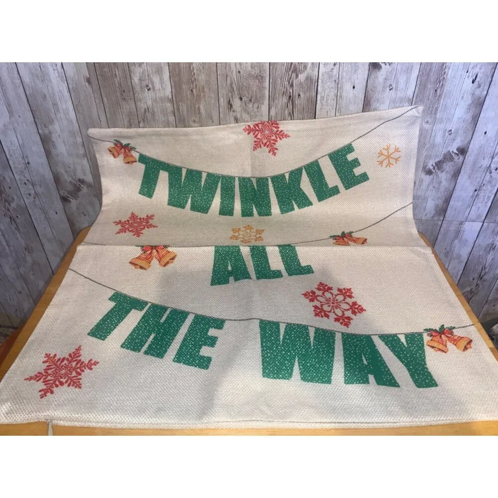 Set of 4 Christmas Zipper Throw Pillow Cover Cases 18 x 18 Reindeer Bird Holiday